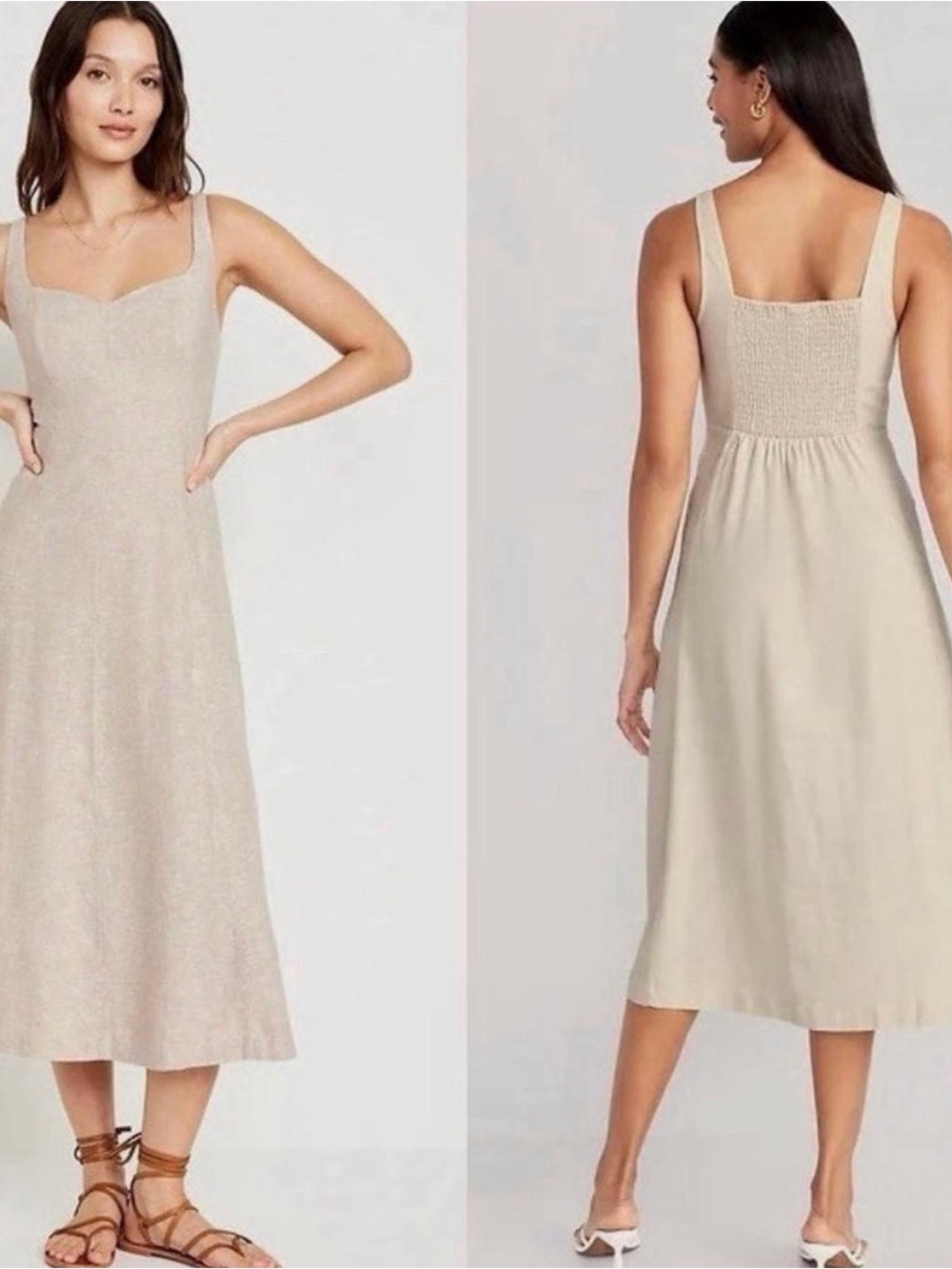 Classic Midi Dress in Light Beige